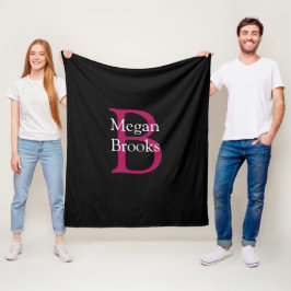 Namn & monogram på svart fleecefilt