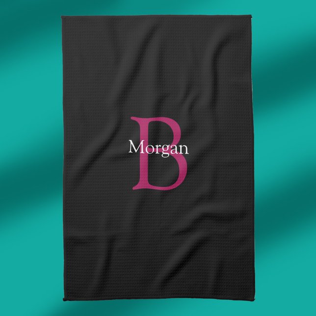 Namn & Monogram på Svart Kökshandduk (Skapare uppladdad)