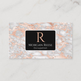 Namn/Monogram, QR-kod, Grått/Ro Guld Marble, Vs3 Visitkort