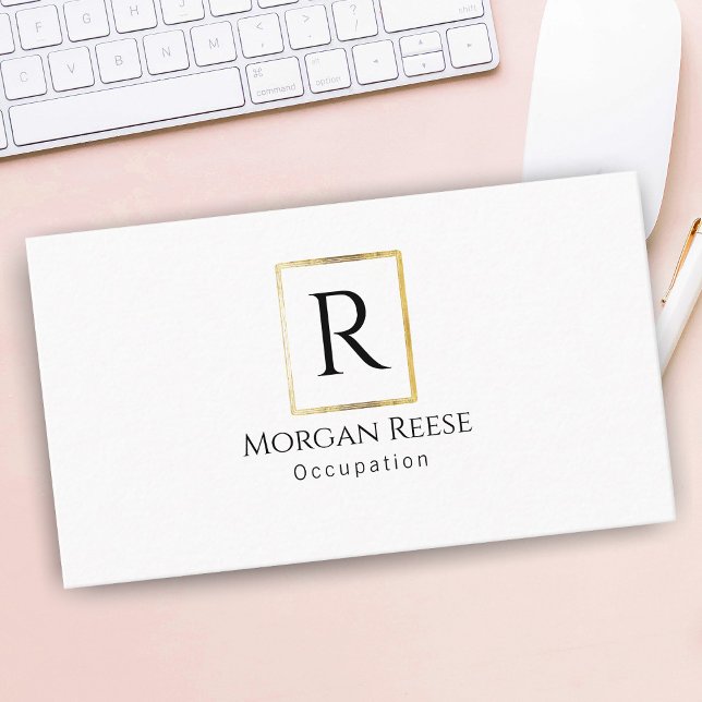 Namn & Monogram, QR-kod, Guld Design Visitkort (Skapare uppladdad)