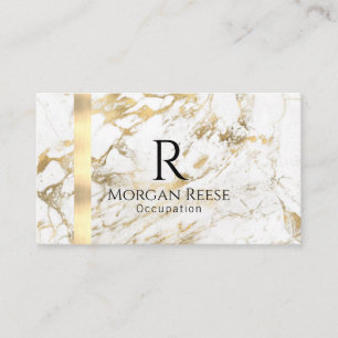 Namn & Monogram, QR-kod, Vit och Guld Vs 4 Visitkort