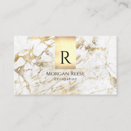 Namn & Monogram, QR-kod, Vit och Guld Vs 5 Visitkort