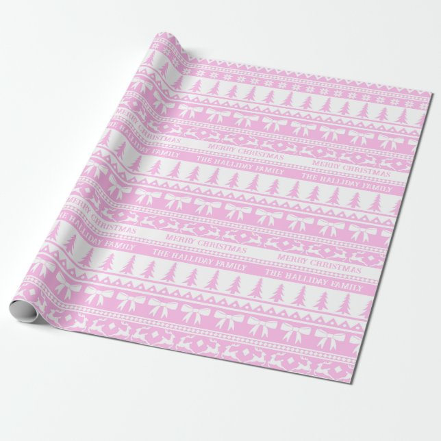 Namn Monogram Rosa White, sommarfamilj Presentpapper (Utrullad)