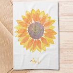 Namn Monogram Solros Kökshandduk<br><div class="desc">Blommigtens kökshandduk är dekorerad med en gult vattenfärgad solros. Anpassa den med ditt namn och inledande. Eftersom vi skapar vår egen teckning kommer du inte att hitta just den här bilden från andra designers. Ursprunglig vattenfärg © Michele Davies.</div>