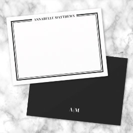 Namn Monogram svart två Gräns minimalistiskt Anteckningskort