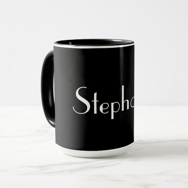 Namn Monogram, svart, vit cute Gift 2022 Mugg (Framsida vänster)