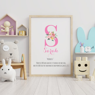 Namn: Monogram vattenfärgsblomma Poster