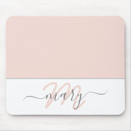 Namn Monogram Vit ros Rosa White Abstrakt Musmatta
