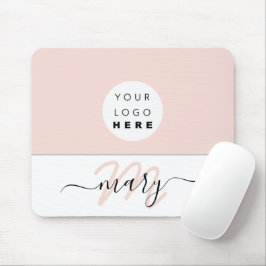 Namn Monogram Vit ros Rosa White Anpassningsbar Lo Musmatta
