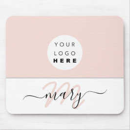 Namn Monogram Vit ros Rosa White Anpassningsbar Lo Musmatta