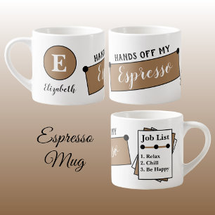Namn monogramkylluva slappna av lycklig brun espressomugg