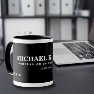 Namn Monogrammed modern svart svart Mugg