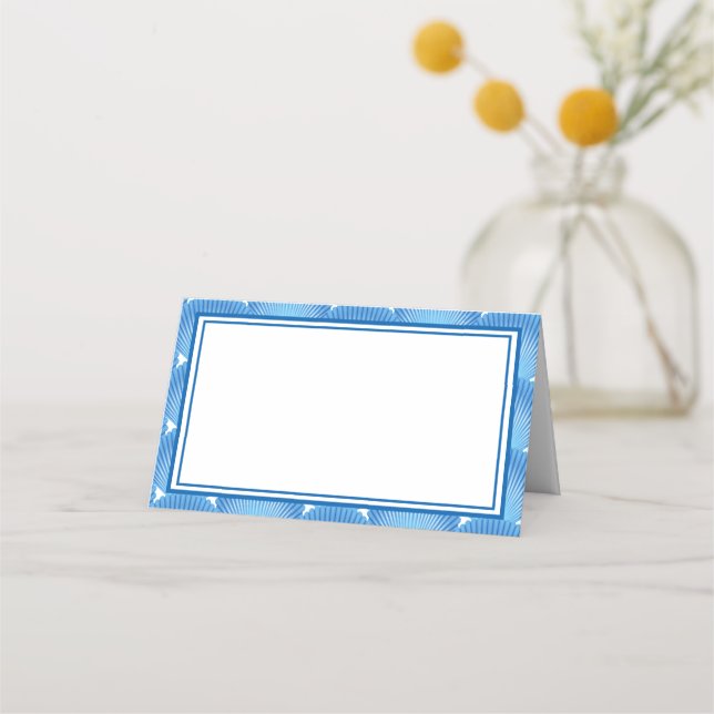 Namn-monteringskort - blå Snäckor Placeringskort (Framsida)