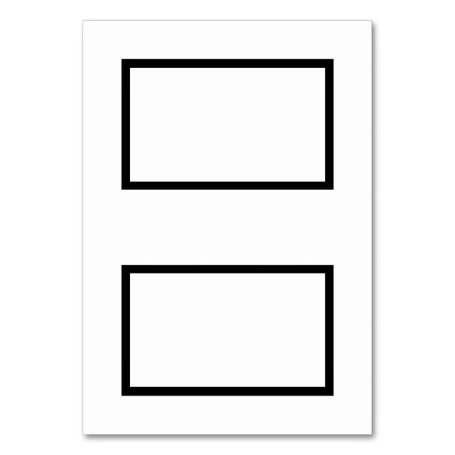 Namn-monteringskort för anpassade, svart och vitt bordsnummer (Framsidan)