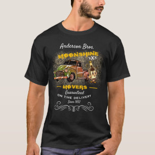 Namn Moonshine Movers Chevy Pickupa Flaska T Shirt
