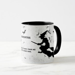 Namn & MSG. Halloween Witch - svartvitt Mugg