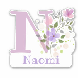 Namn Naomi plus Initial med Blommigt Design Klistermärken