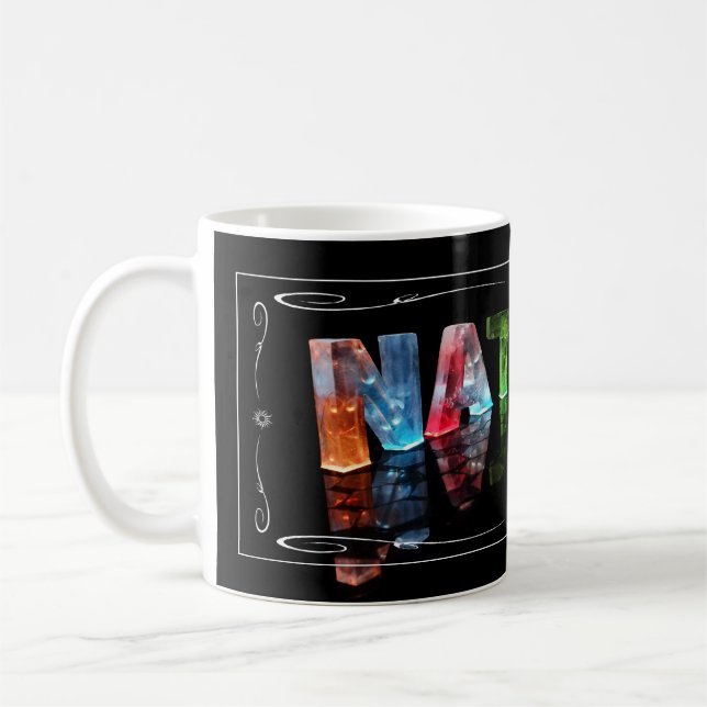 Namn Natalie - namn i ljus (fotografera), Kaffemugg (Vänster)