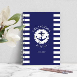 Namn Nautical Anchor Blue Rand Mönster Anteckningsbok