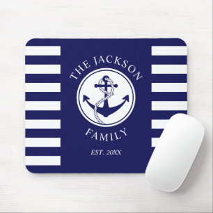 Namn Nautical Anchor Blue Rand Mönster Musmatta