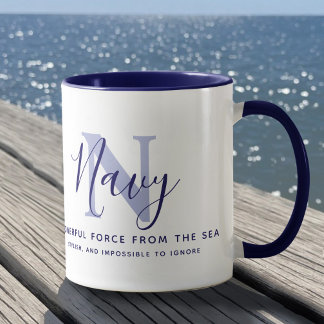 Namn Navy betydelse och monogram blå text Mugg
