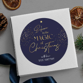 Namn Navy Modern för Glitter i jul Runt Klistermärke