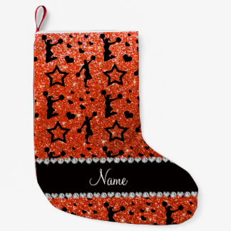 Namn neon orange glitter stjärnor, cheereseravstån liten julstrumpa