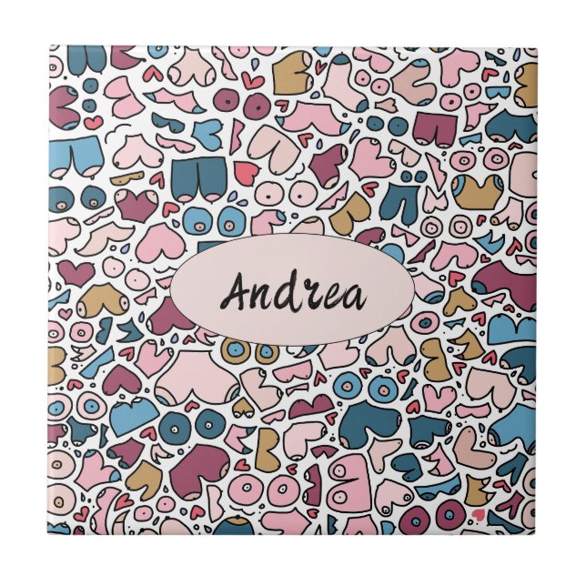 Namn neutralt mönster kakelplatta (Framsidan)