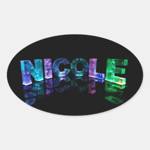 Namn Nicole i 3D Ljus (fotografi) Ovalt Klistermärke