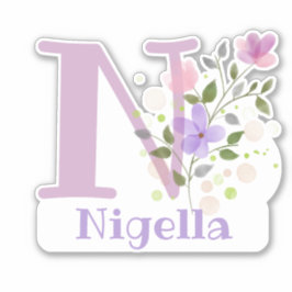 Namn Nigella & Initial med blomsterdesign Klistermärken