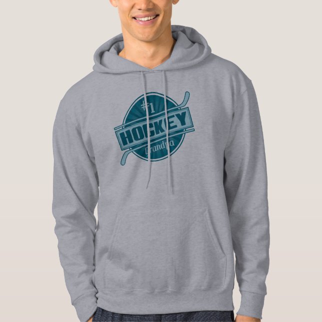 Namn & Number Back Print Hockey Grandpa Hoodie (Framsida)