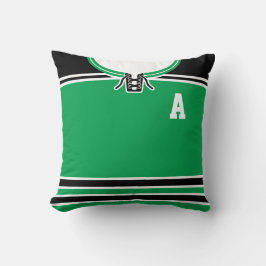 Namn & Number Grönt Anpassade Hockey Jersey Kudde
