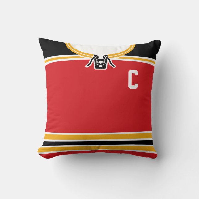 Namn & Number Hockey Jersey Anpassningsbar Templat Kudde (Framsida)