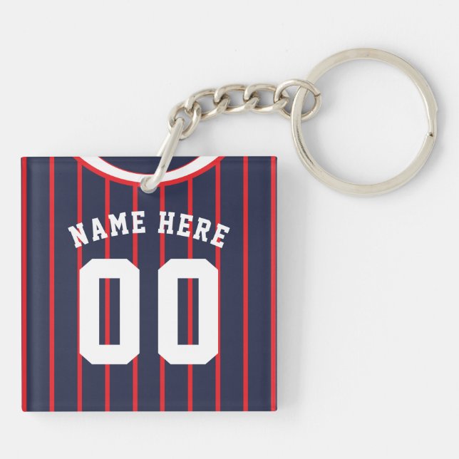 Namn & Number Jersey Nyckelring, Baseball Softball (Baksidan)