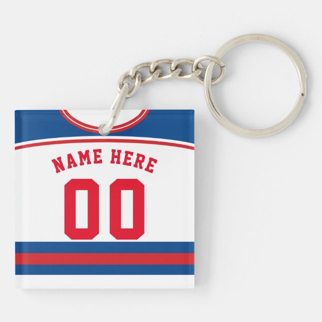 Namn & Number Jersey Nyckelring, Hockey Lacrosse (Baksidan)