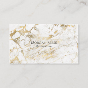 Namn & Occupation, QR-kod, White & Guld Marble Visitkort