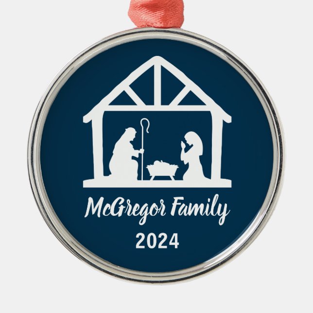 Namn och år för julmäklare julgransprydnad metall (Framsidan)