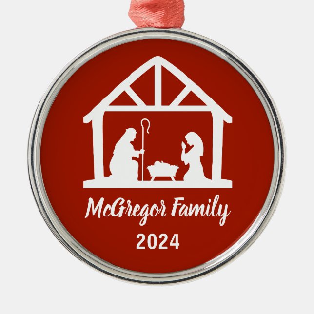 Namn och år för julmäklare julgransprydnad metall (Framsidan)