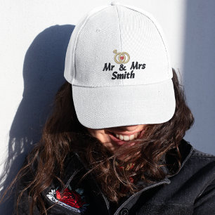 Namn och Bröllop Ringar, Bride, Modern Broderad Keps