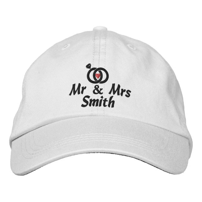 Namn och Bröllop Ringar, Bride, Modern Broderad Keps (Framsida)