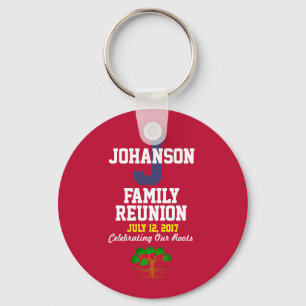 Namn och Date Family Reunion Red Souvenir Nyckelring