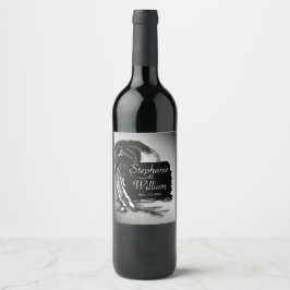 Namn och datum för tropisk design vinflaska etikett