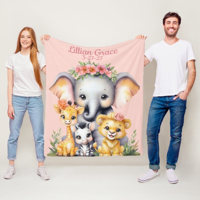 Namn och födelsedagsdagen Anpassningsbar Safari Nu Fleecefilt (På plats)