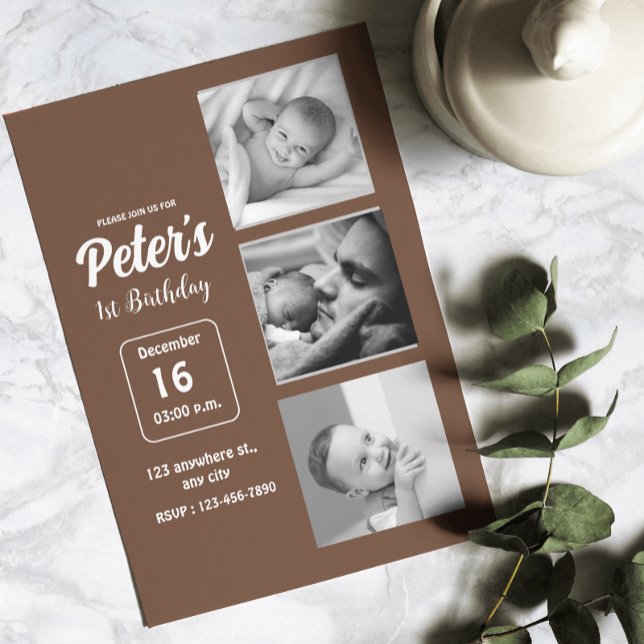 Namn Och Foto Födelsedagsfest  Inbjudningar (Name And Photo Birthday Party Invitation)
