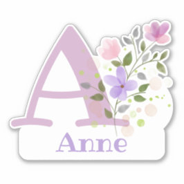 Namn och initial med blomsterdesign utskuren dekal