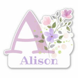 Namn och initial med utskuren blommig design klistermärken