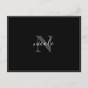Namn och initial svart-vit modern minimalistisk vykort