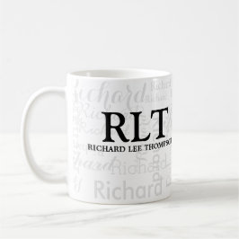 Namn och Initialer Personlig Modern Monogram Mugg