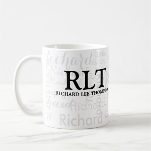 Namn och Initialer Personlig Modern Monogram Mugg