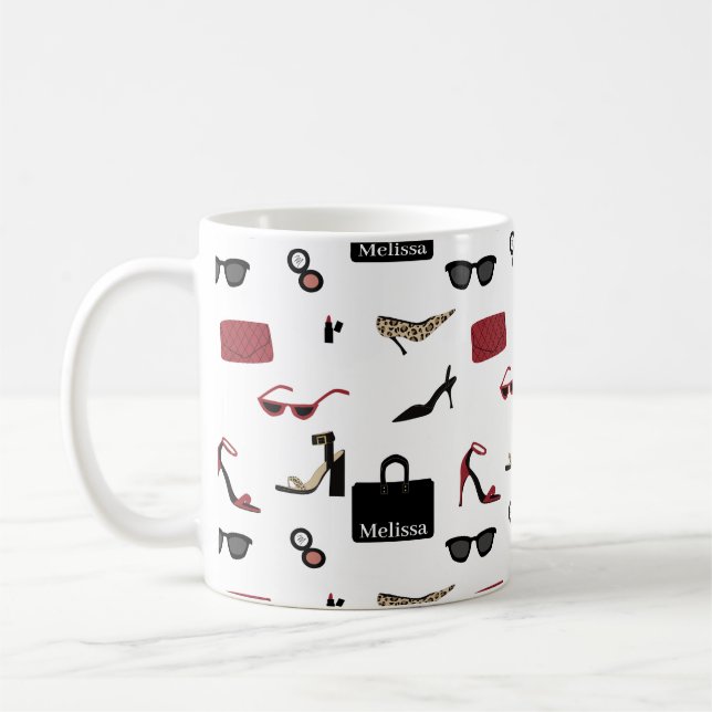 Namn och modeaccessoarer tjejboss kaffemugg (Vänster)